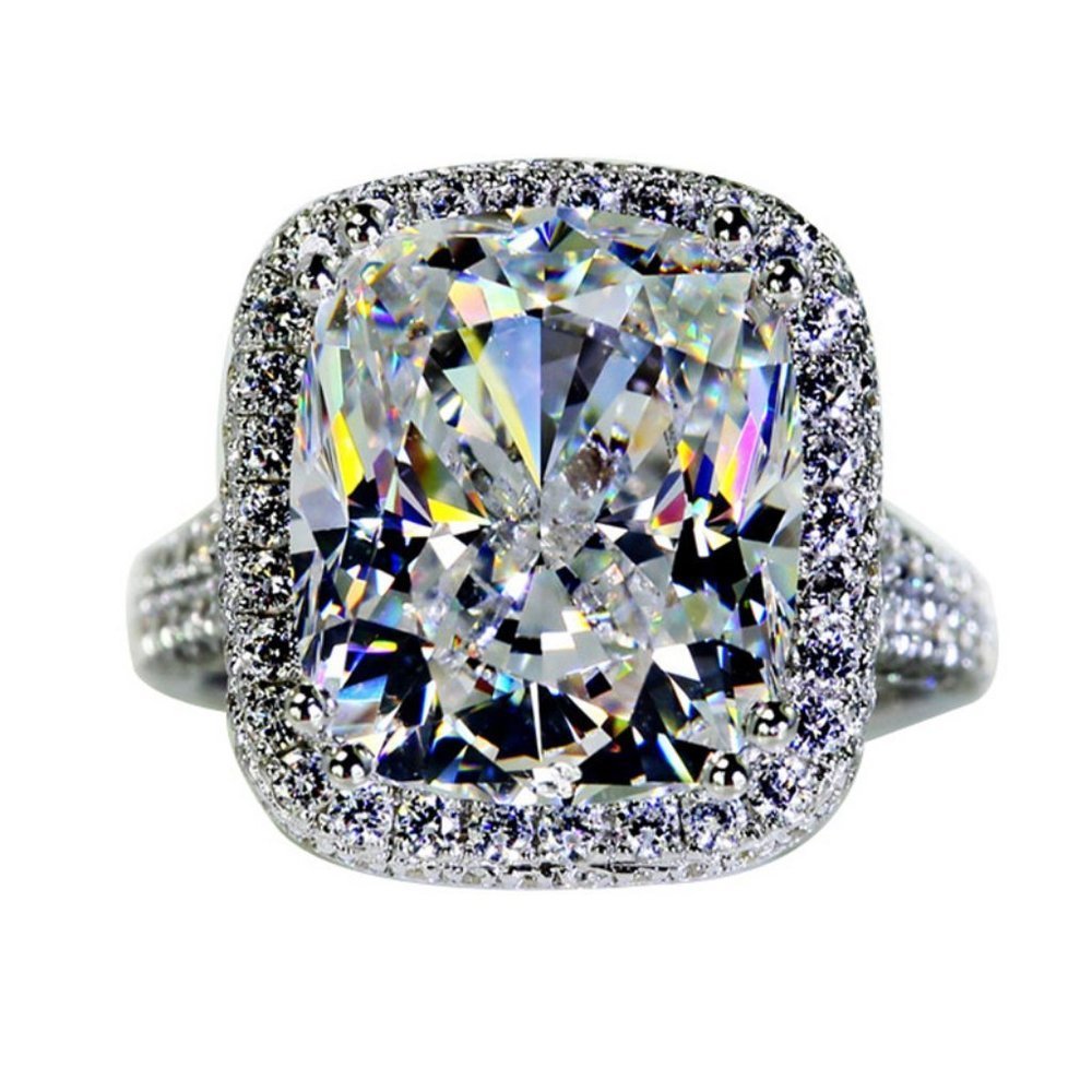 *NEW Platinum Cushion Halo Dome Engagement Ring - Picture 2 of 7
